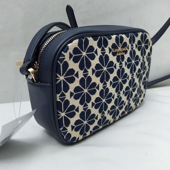 Kate Spade New York Blue Canvas Leather Trim Floral Crossbody Bag - NWT $279 - Picture 2 of 16